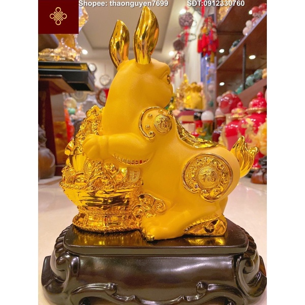 Tượng Thỏ phong thuỷ màu vàng kim sa