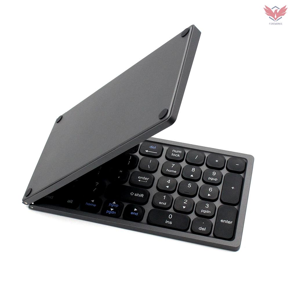 Fir Foldable BT Wireless Keyboard Portable Keyboard Pocket-size Keyboard Support Android Windows IOS Smartphone and Tablet Grey