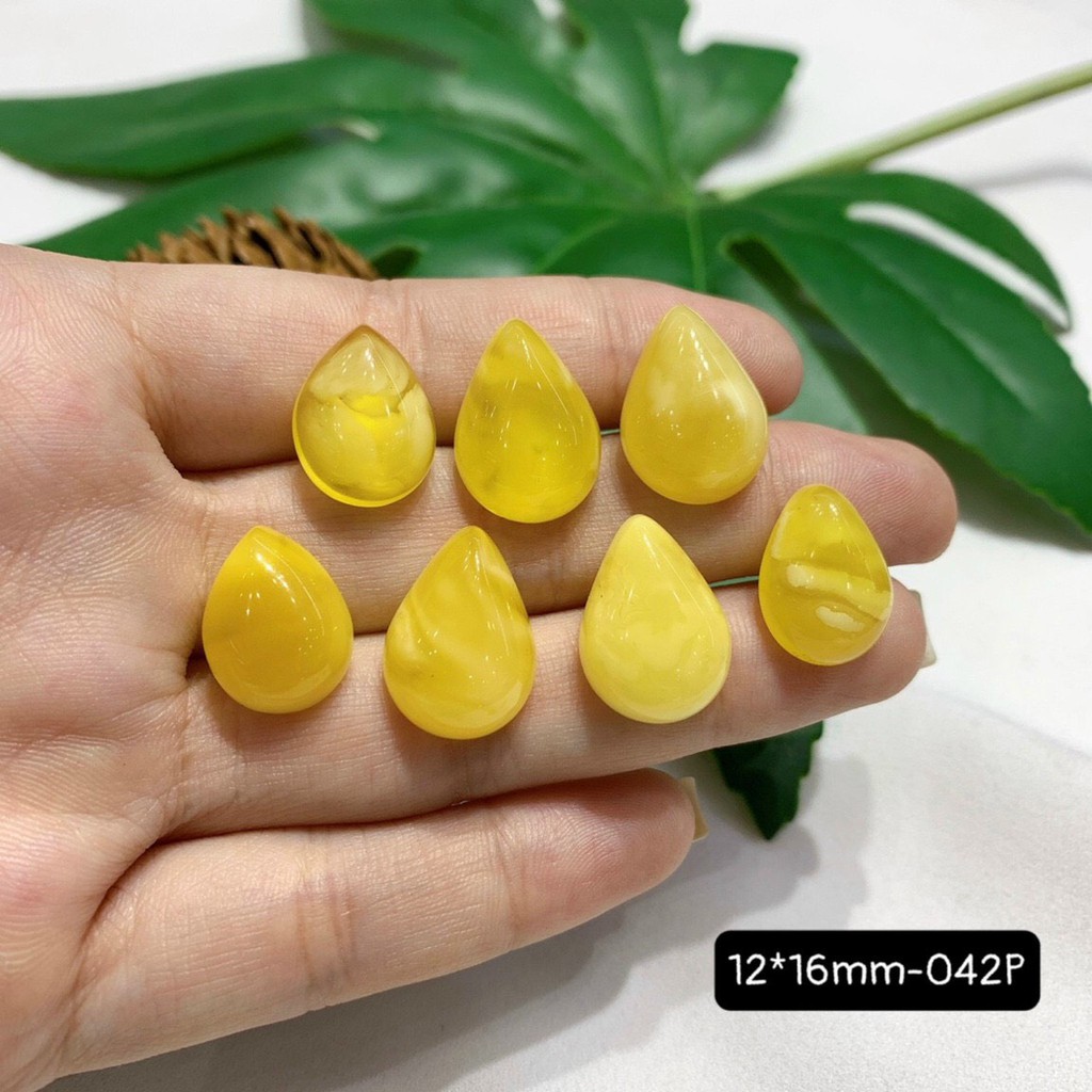 Mặt Đá Hổ Phách Vàng Vân Sữa Hình Giọt Nước Đủ Size Vừa Cập Bến