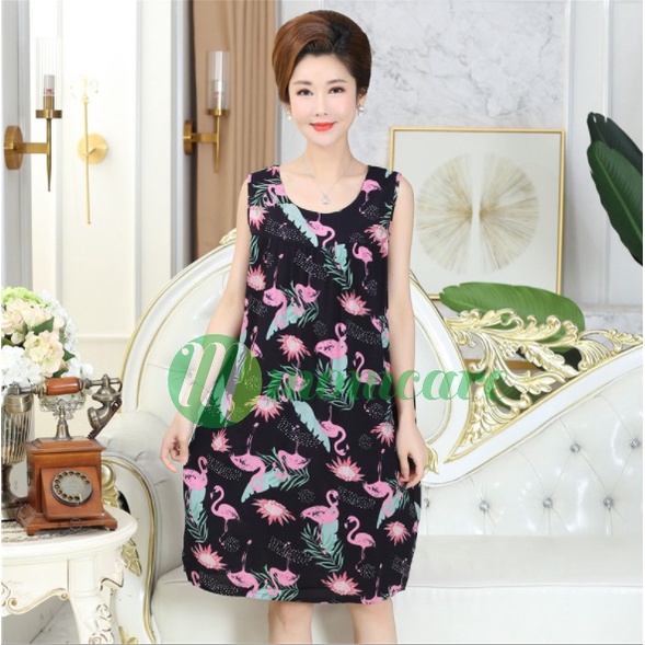 Váy đầm ngủ nữ trung niên V84 - Đồ mặc nhà đẹp cho mẹ - Thời trang mùa hè cho người lớn tuổi trung tuổi U40 U50 Bigsize