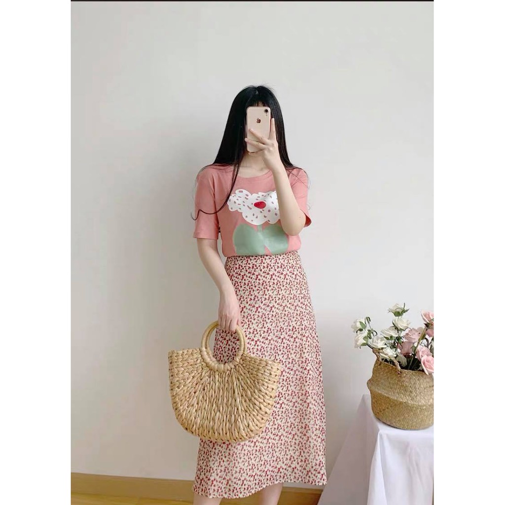 [Mã WARUN27 giảm 12k đơn 99k] Chân váy nữ dài kiểu thời trang vintage ulzzang họa tiết nền hoa nhí MIDI  | BigBuy360 - bigbuy360.vn