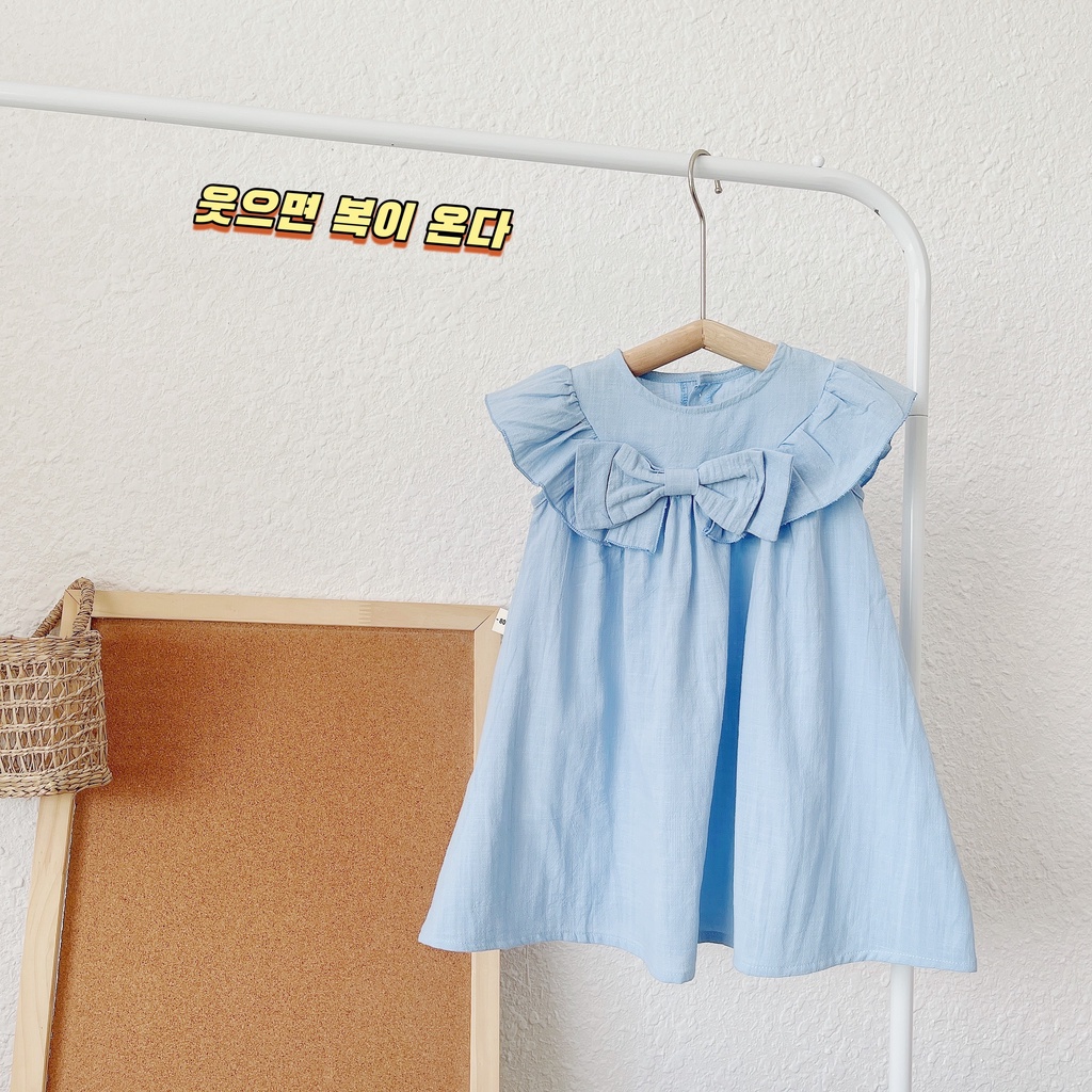 Váy hè cổ lá tròn màu trơn cho bé gái 1-5 tuổi (Mã 056)