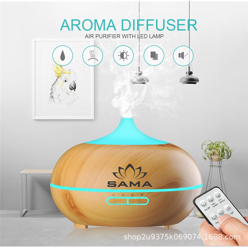 (Tặng Điều Khiển) Máy Khuếch Tán CHÍNH HÃNG SAMA Máy Phun Sương Khuếch Tán Tinh Dầu Bí Ngô- Dung Tích 500ml