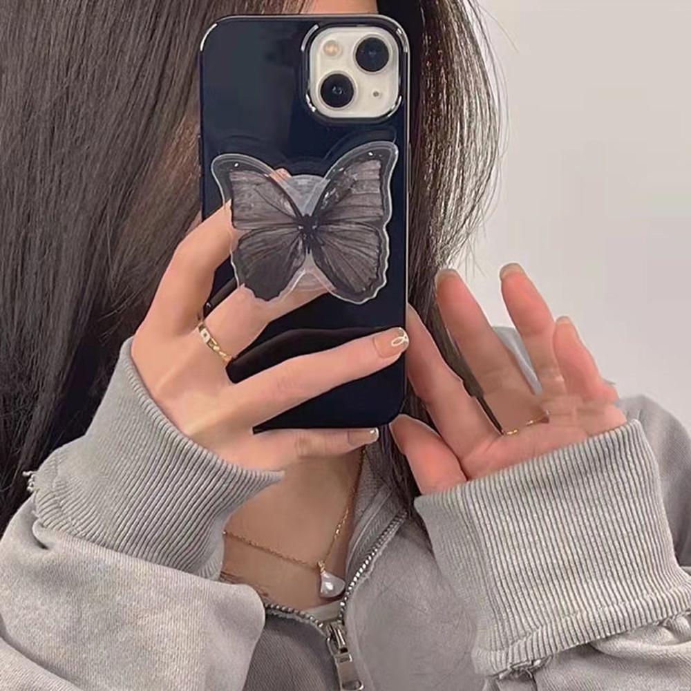 Ins Giá Đỡ Điện Thoại Dạng Túi Khí Dán Khung Xoay Tròn Họa Tiết Bướm Phong Cách Cổ Điển Kỷ Niệm Mạng