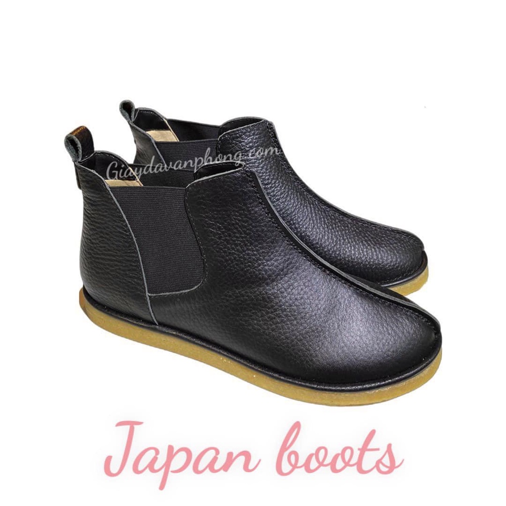 Giày bốt cổ thấp chelsea boots da cừu mềm dòng Nhật