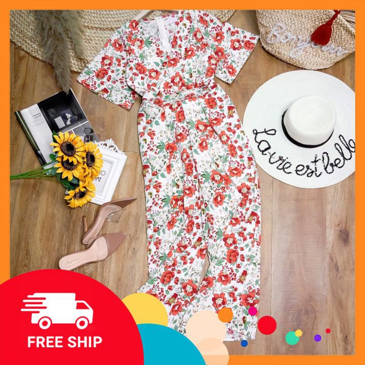 Jumpsuit hoa cho ngày Tết⭐️𝑭𝑹𝑬𝑬𝑺𝑯𝑰𝑷⭐️Jum cánh dơi, mặc siêu tôn dáng | BigBuy360 - bigbuy360.vn