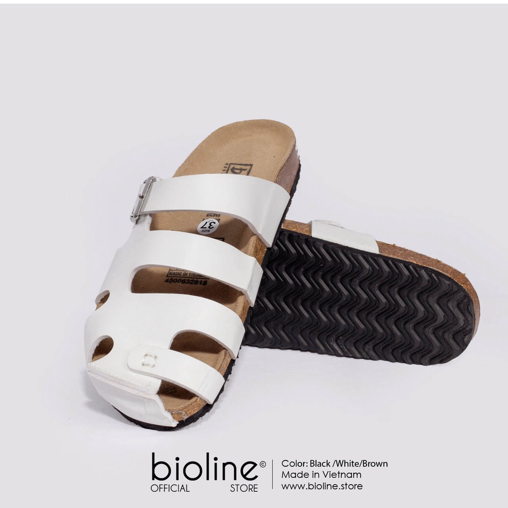 Dép rọ đế trấu BIRKEN dáng rọ màu trắng nam nữ thời trang cao cấp Unisex, đế bệt chính hãng Bioline Birken