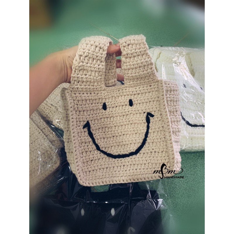 Túi len mặt cười handmade