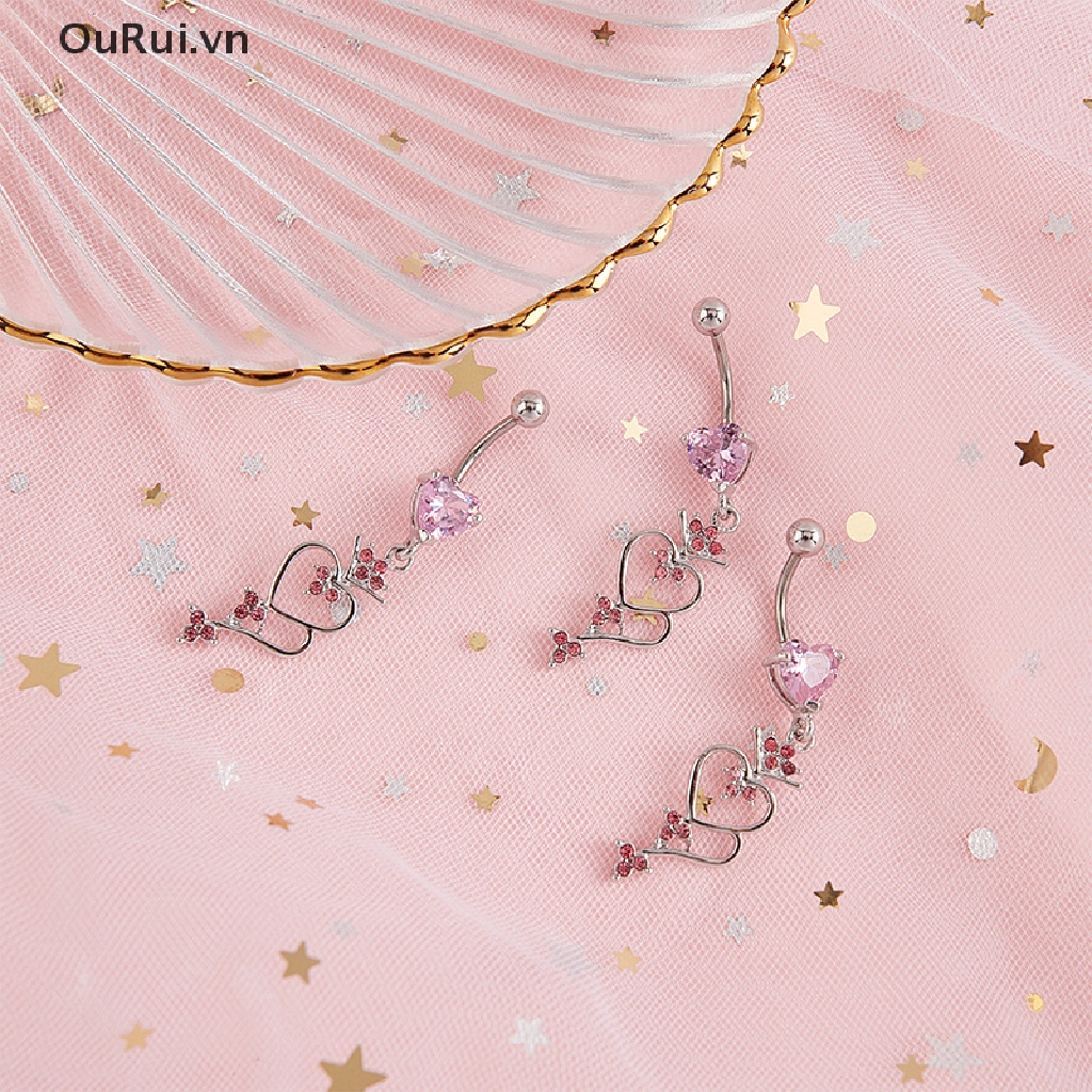 Khuyên Rốn Hình Trái Tim Đính Đá Lấp Lánh