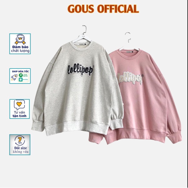 Áo Sweater Nỉ Nữ Form Rộng Sweater Phong Cách Basic Thời Trang Hàn Quốc Năng Động Cá Tính LOLLIPOP- 10036 GOUS OFFICIAL