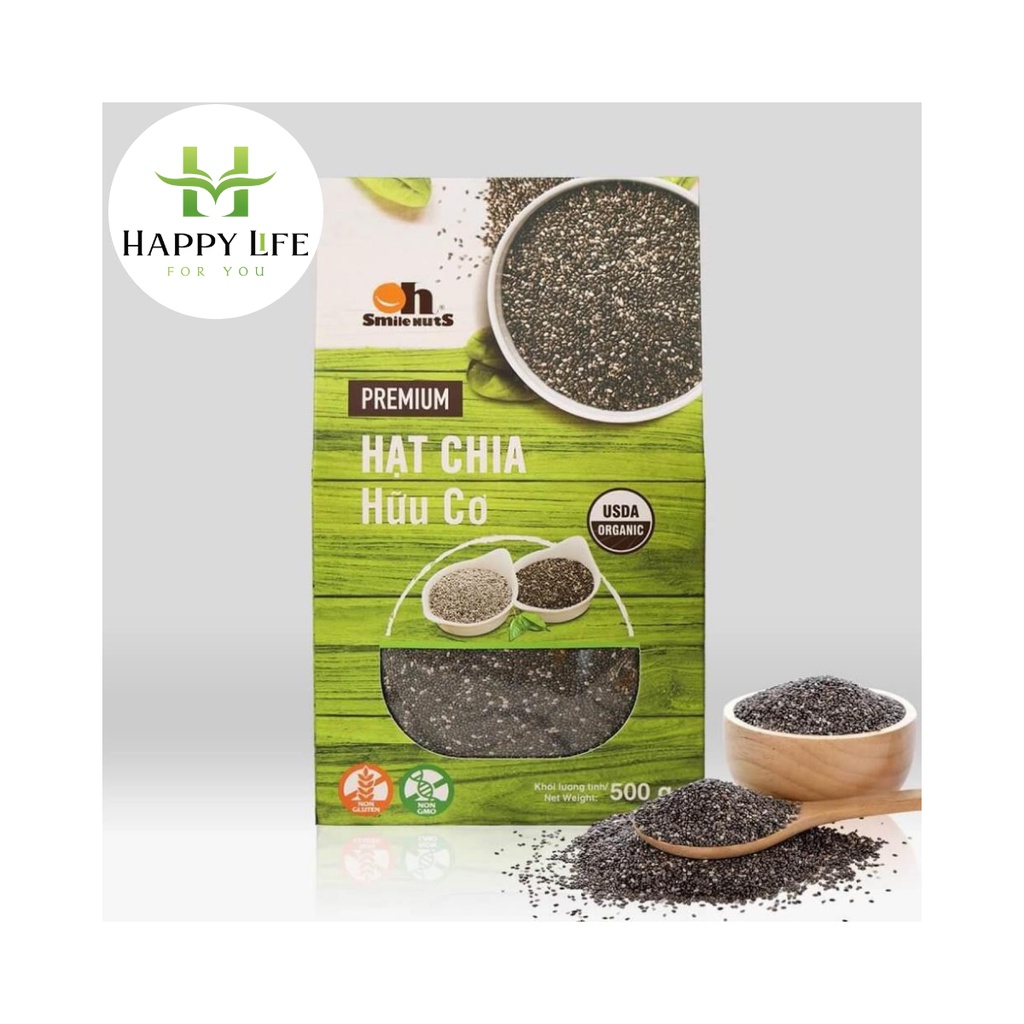 Hạt chia hữu cơ nam mỹ hộp 500g - nhập khẩu Peru - Happy Life 4U