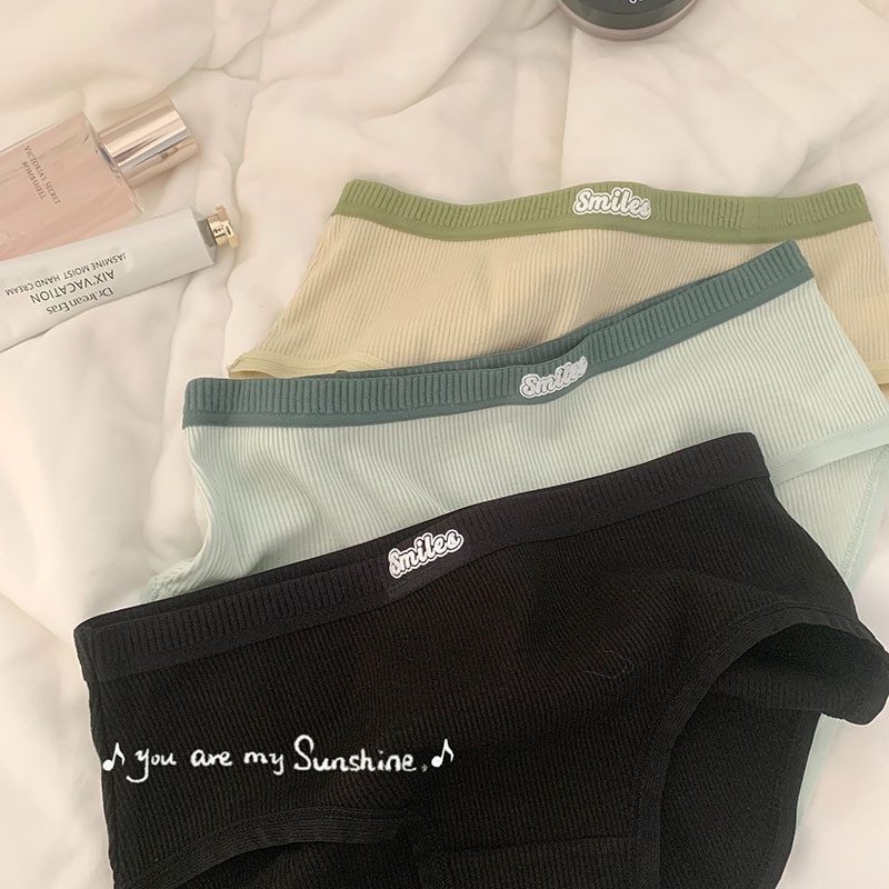 Quần Lót Cotton Lưng Vừa Co Giãn Thoáng Khí Dành Cho Nữ