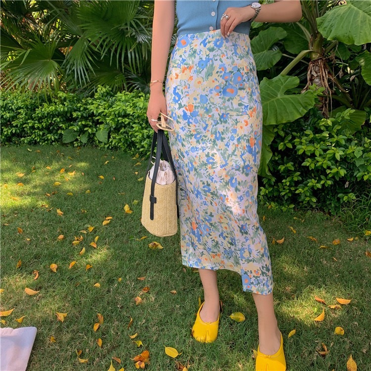 Chân Váy Voan Dài Lưng Cao In Hoa Kiểu Pháp Ngọt Ngào Cho Nữ | BigBuy360 - bigbuy360.vn