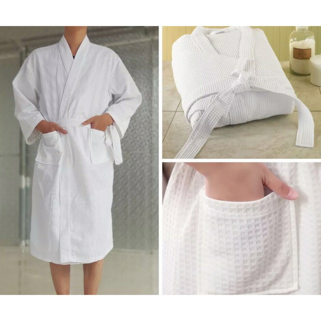 Áo choàng tắm khách sạn, đồ ngủ dài nữ nam cao cấp, vải cotton mặc mát, hàng xuất khẩu