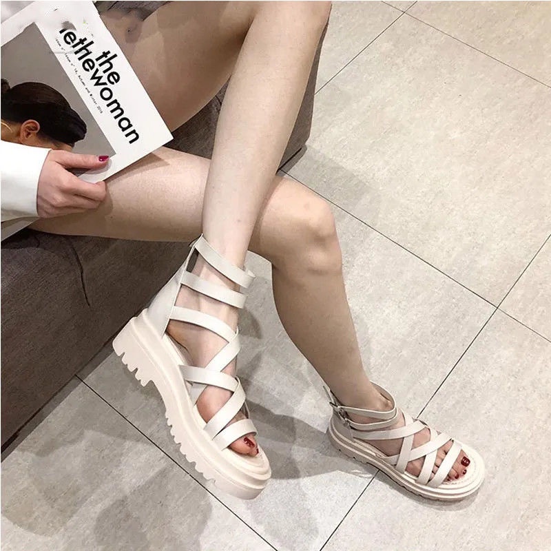 Giày Sandal Nữ Đế Xuồng Dây Đan Chéo Phiên Bản Hàn Quốc Mùa Hè Mới