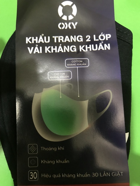 Combo 5 Khẩu trang 2 lớp vải kháng khuẩn Oxy