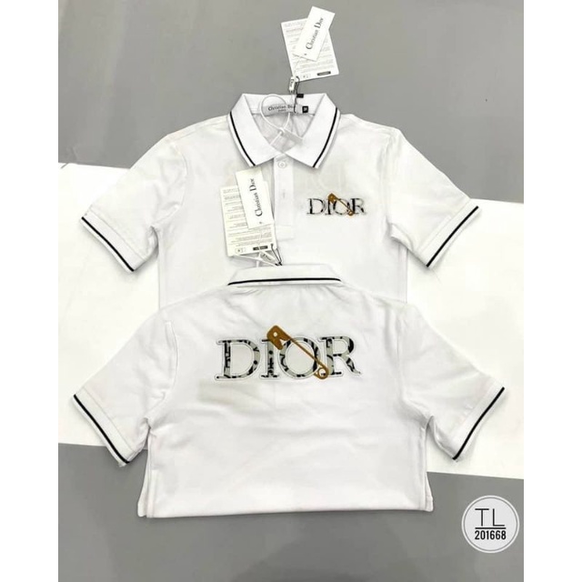 Áo Thun Cổ Trụ Nam Nữ In Hoạ Tiết Chữ Dìor