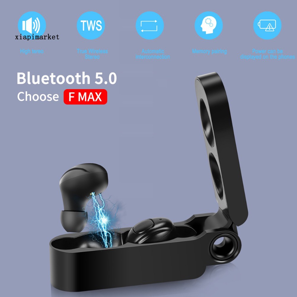 Bộ Tai Nghe Bass Không Dây Bluetooth 5.0 F Max Tws Kèm Hộp Sạc