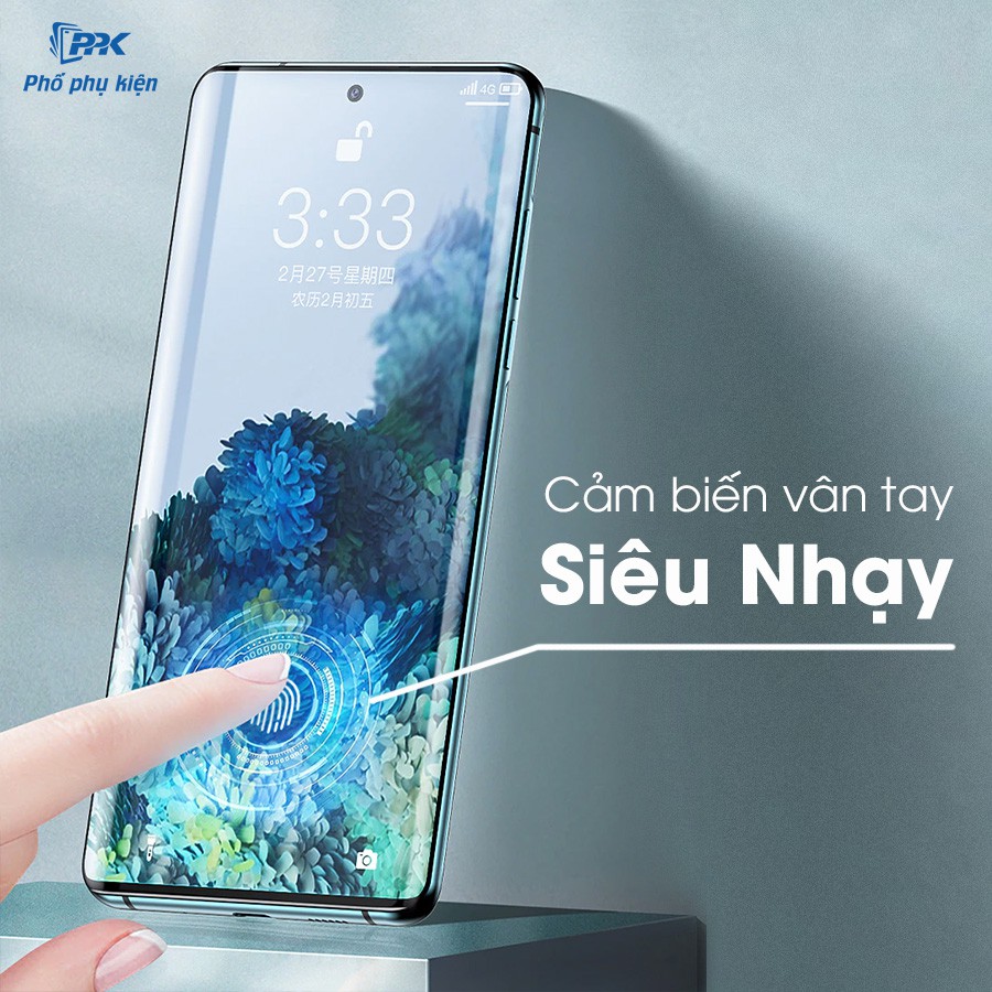 Miếng dán cường lực Samsung S21 Ultra, S21 Plus, S21 Full 2 mặt trước sau, dùng cảm biến vân tay siêu nhạy như chưa dán