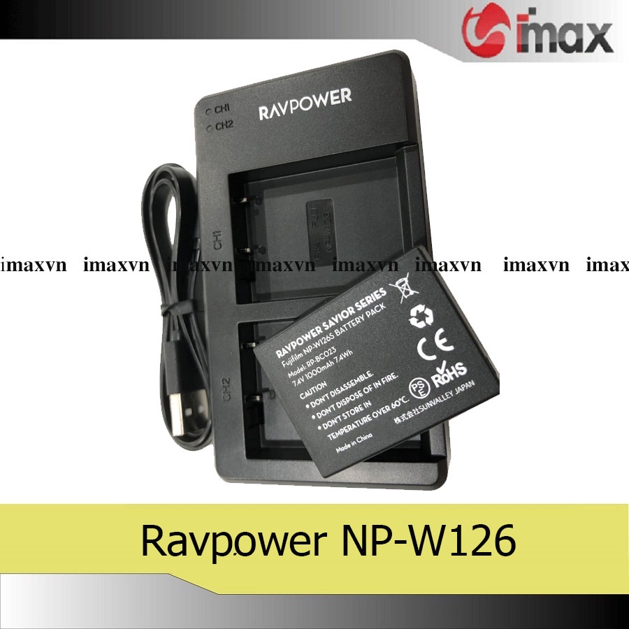 Bộ 1 pin 1 sạc máy ảnh Ravpower cho Fujifilm NP-W126S