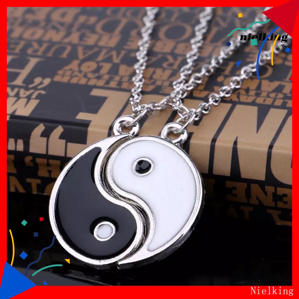 1 Cặp Vòng cổ Đôi Bằng Hợp Kim Chống Rỉ Sét Hình Tai Chi Dành Cho Nam Nữ