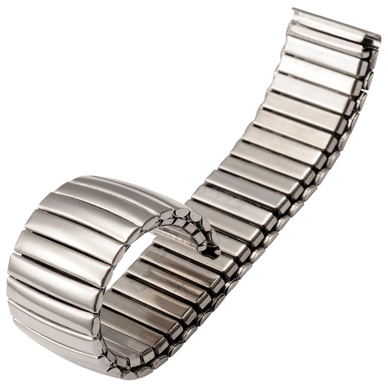 Dây Đeo Đồng Hồ Bằng Thép Không Gỉ Co Giãn Màu Bạc/Đen Bóng 20mm 22mm