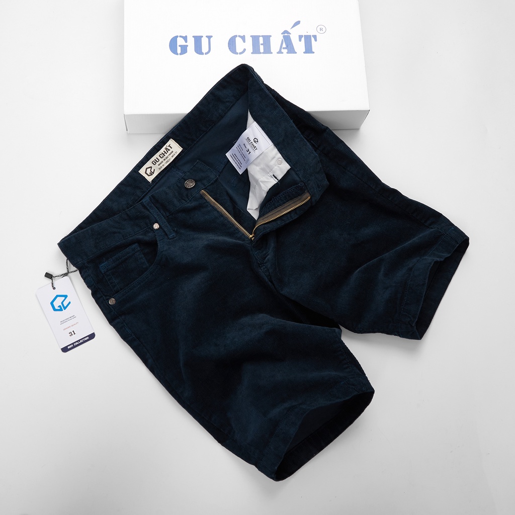 Quần Short Nam GU CHẤT Chất Nhung Tăm Dáng Short Ngắn Hàn Quốc Trẻ Trung, Cá Tính GUQ06