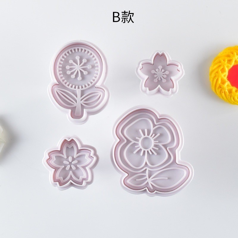 Bộ 4 cutter nhựa tạo hình bánh quy hình hoa