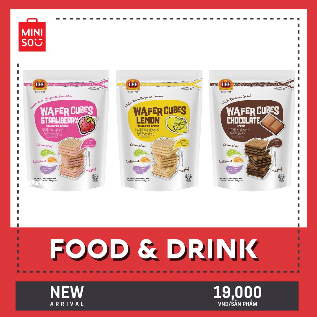 Bánh xốp Wafer Cubes Lee 90gr