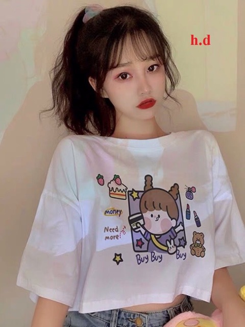 Áo croptop cô gái buy buy buy HD11