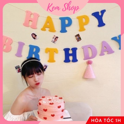 Dây Chữ Happy Birthday Vải Nỉ Nhiều Màu Tông Pastel Trang Trí Sinh Nhật Style Hàn Quốc - K170