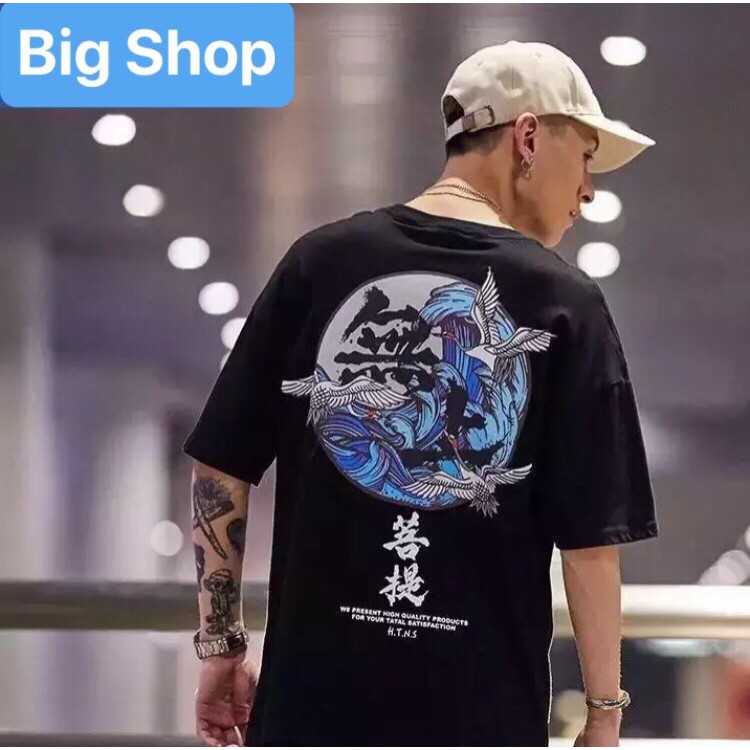 Áo thun CHIM HẠC BAY cực chất unisex from rộng cao cấp hot trend 1Kenz