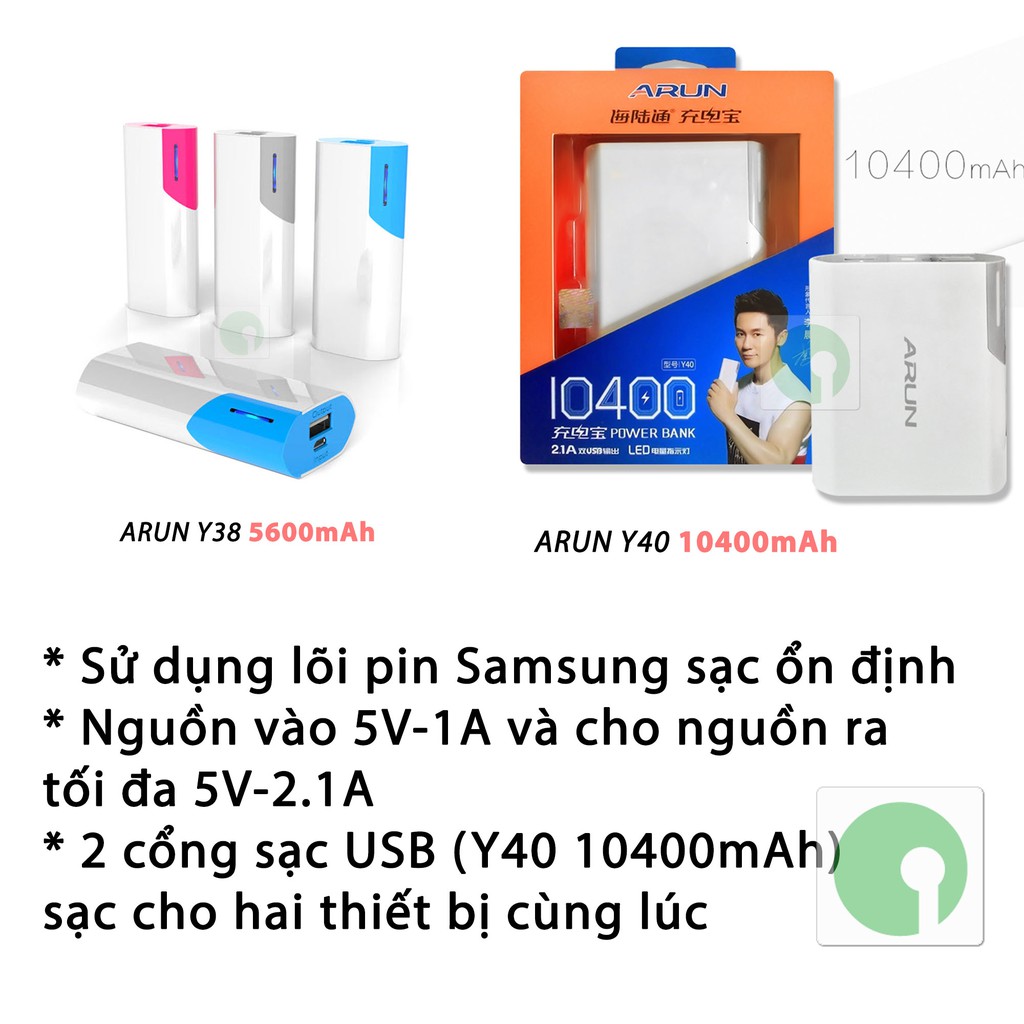 Pin sạc dự phòng giá rẻ hãng NNC-ARUN 10400Mah - Nạp nhanh không lo hết pin (nhiều màu) NPD-PDP-860