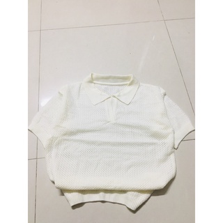 Áo len lỗ montoghi cộc tay