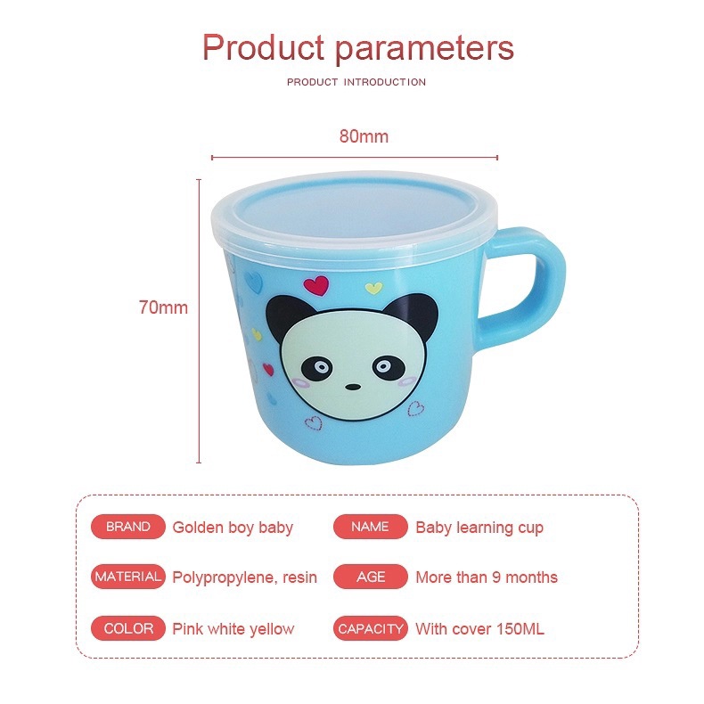 Cốc nước trẻ em hoạt hình dễ thương có nắp đậy