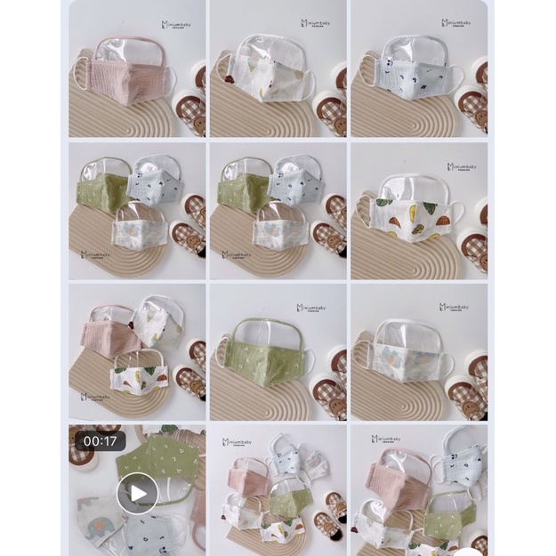 Khẩu trang xô trẻ em có mặt kính chắn giọt bắn