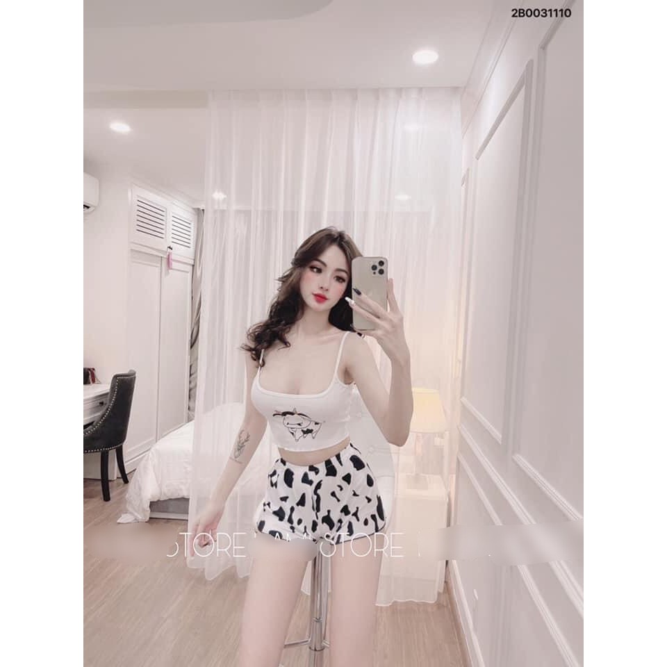 Set Bò Sữa hottrend MUNMUNSTORE vải đũi mềm mịn, dày dặn - logo bò thêu đẹp (ảnh+ video thật)