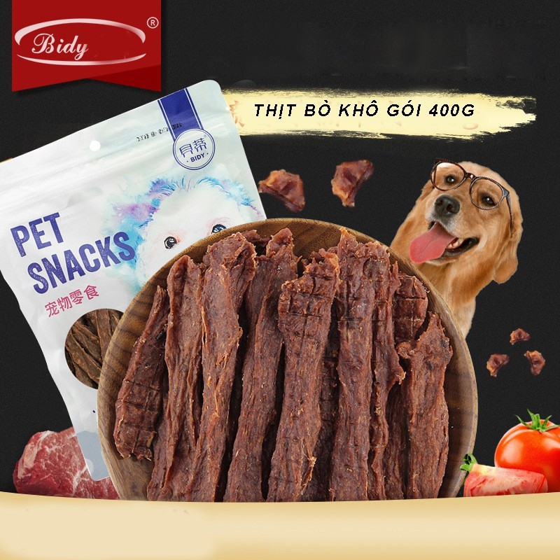 Thức ăn cho chó Bidy Pet Snack thịt bò sấy khô tăng cường dưỡng chất -400g- Csp47