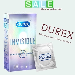 Bao cao su nam Durex Invisible Extra Thin Extra Sensitive / Bao cao su nam Siêu Mỏng Kéo Dài - Bcs Hộp 10 Cái