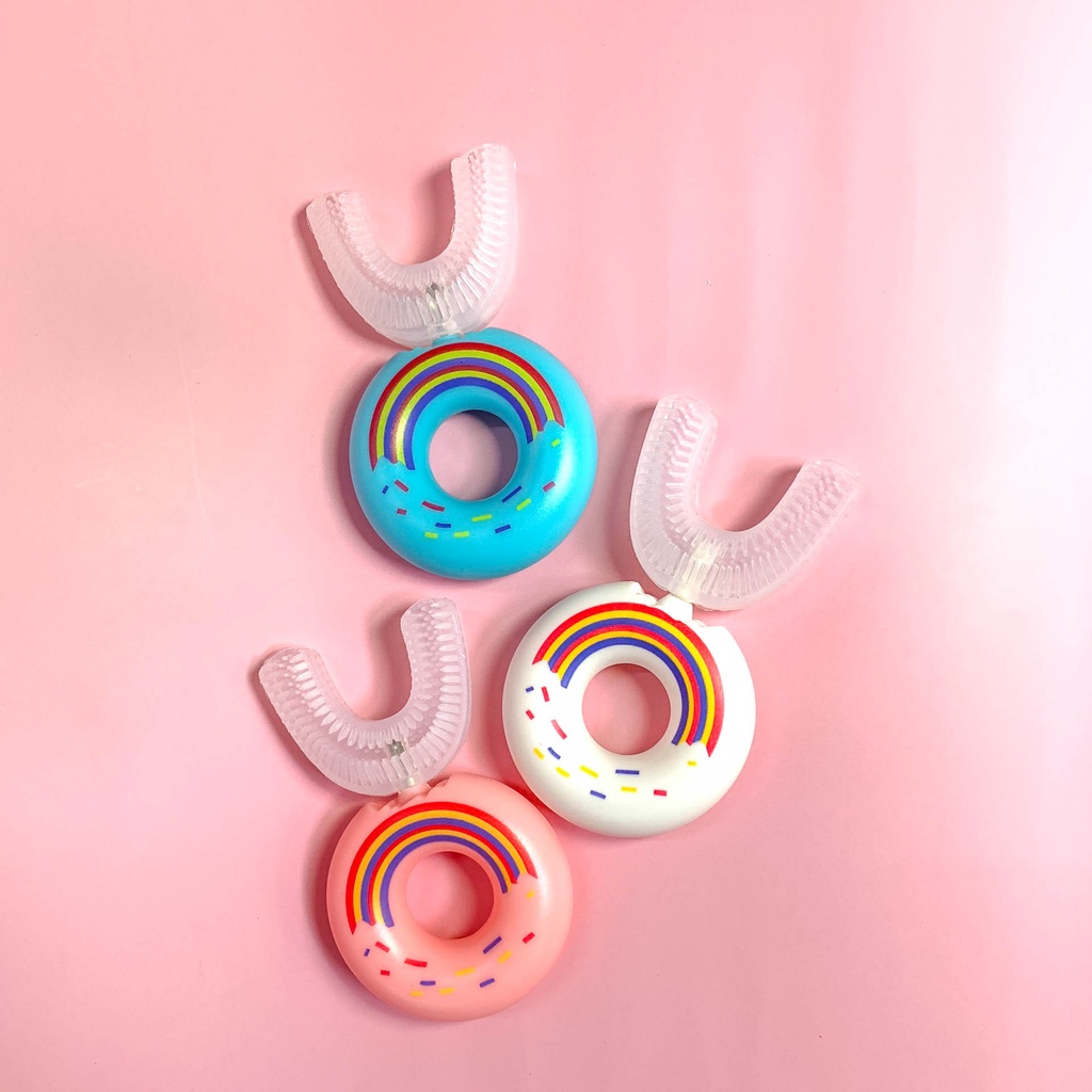 Bàn chải chữ U Cầu Vồng cho bé - Bàn chải cầm tay cầu vồng Rainbow dành cho trẻ từ 2 đến 12 tuổi tập đánh răng