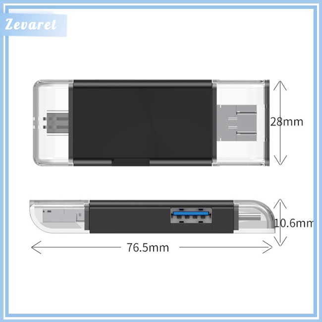 Đầu Đọc Thẻ Nhớ Zevaret Tf Sd Usb 2.0 Type C Đa Chức Năng