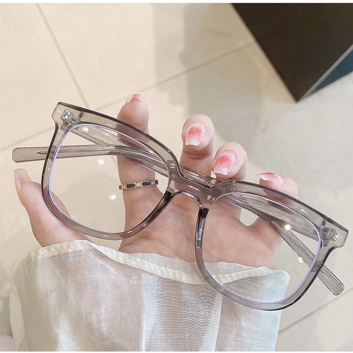 Kính Form vuông Nam Nữ 595 tròng trắng nhỏ xinh Chất liệu nhựa hàn quốc