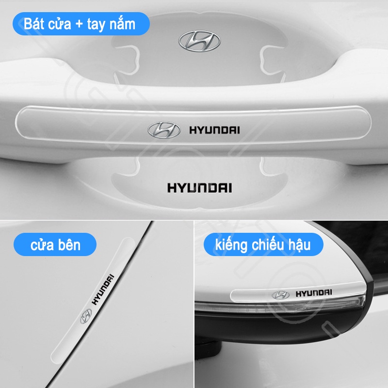 GTIOATO Bộ Bảo Vệ Tay Nắm Cửa ô Tô Trong Suốt Bộ Bảo Vệ Bát Cửa Gương Hậu Xe HơI MiếNg DáN ChốNg XưỚC Phụ KiệN Ô Tô Cho Hyundai Accent Kona I10 I30 I20 Elantra Sonata Tucson SantaFe Creta Veloster NEXO Venue