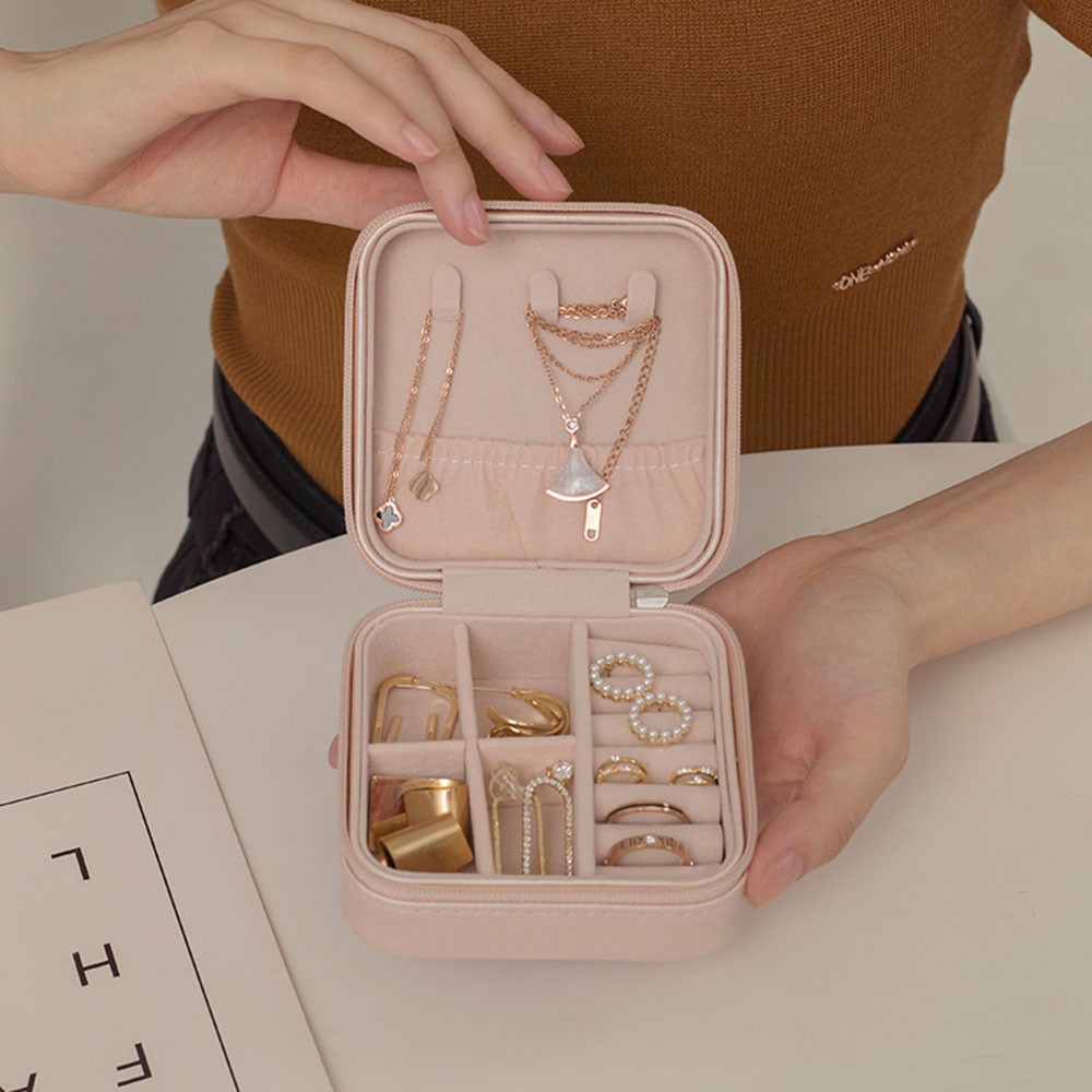 Jewellery Storage Box Double Layer PU Mini Portable Earrings Necklace Ring Jewelry Box