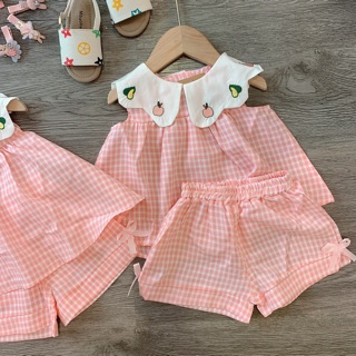 SỈ SET KẺ CARO HỒNG CỔ BÈO