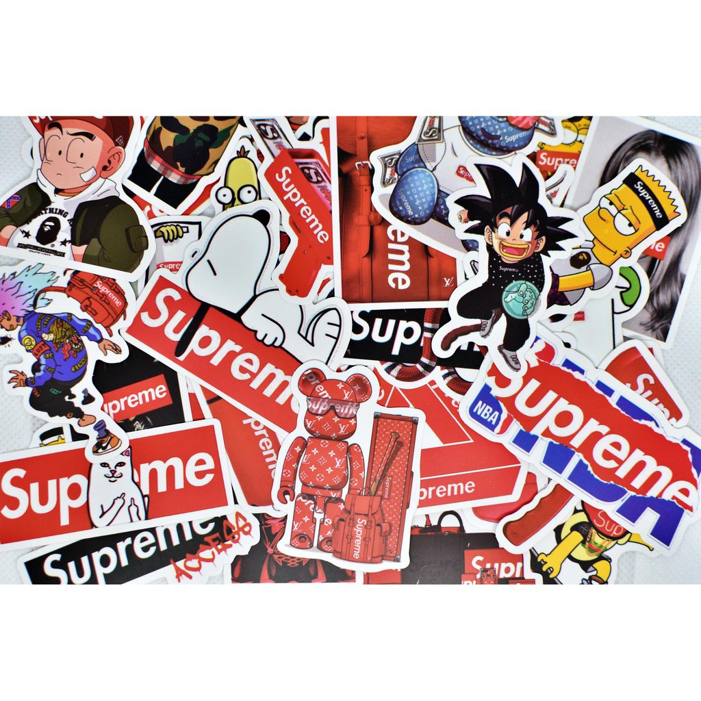 [FREESHIP 40K] SET 50 MIẾNG STICKER DÁN SUPREME CHỐNG NƯỚC DÁN NÓN BẢO HIỂM, LAPTOP, VALI, TỦ, BÀN HỌC, XE MÁY