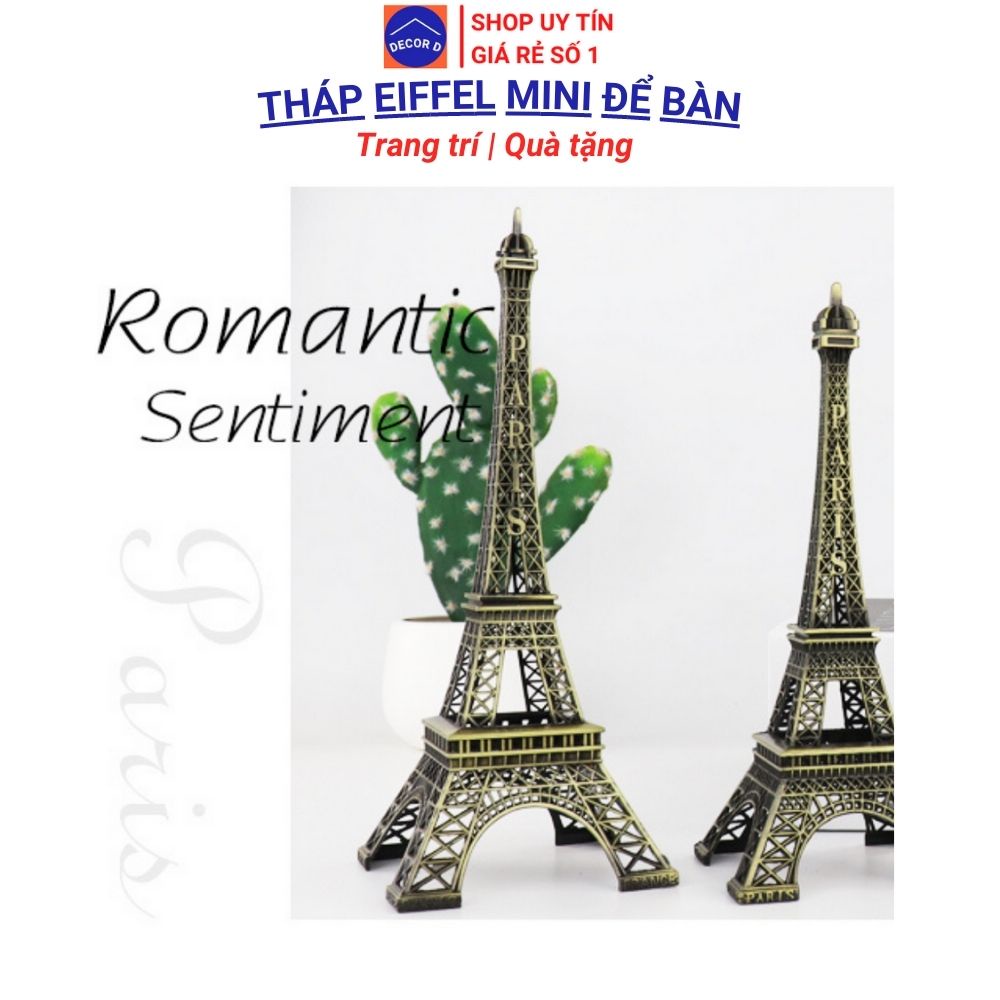 Mô hình trang trí tháp Eiffel cao 10cm kim loại decor phòng tặng quà trang trí phong thủy