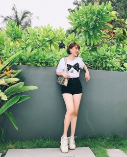 Quần Sooc Kaki Đen -Trắng