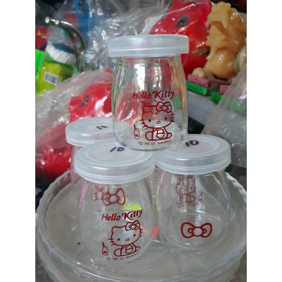 ✨Hũ sữa chua✨Hũ thủy tinh pudding kèm nắp 110ml có hình