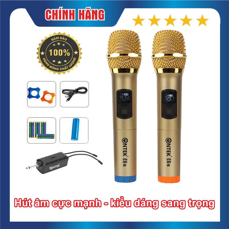 COMBO 2 MICRO KHÔNG DÂY ONTEK E6S CHÍNH HÃNG GOLD